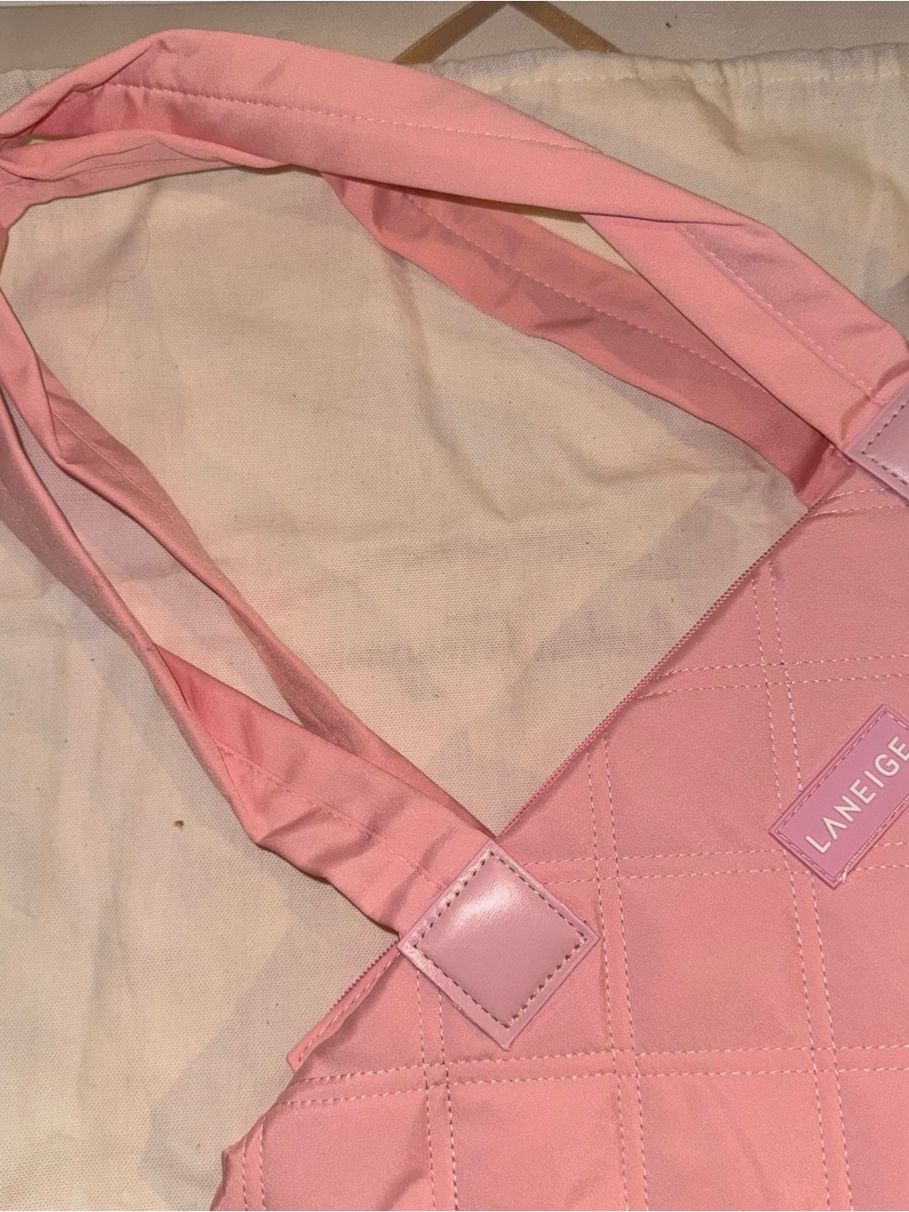 LANEIGE Pink Quilted Shoulder Bag